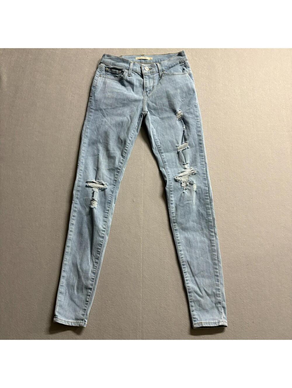 Levi's 711 Skinny Distressed Jeans Womens 25 Fits Like 25x28 Light Wash
